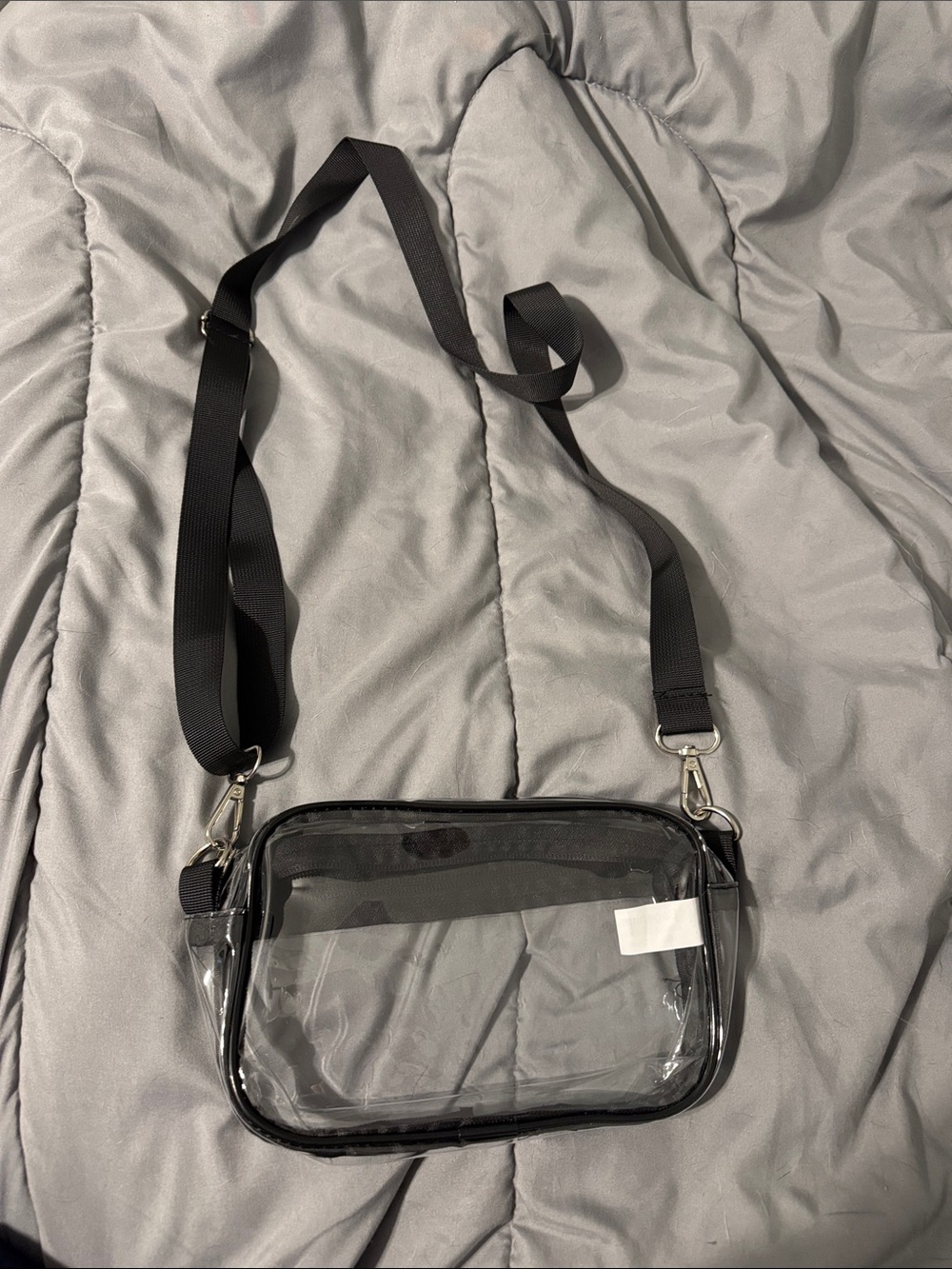 Amazon Clear Crossbody Bag with Black Trim and Adjustable Black Strap